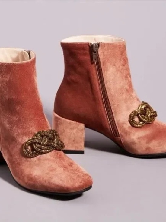 Anthropologie Shoes - Anthropologie Stevie Velvet Chain Ankle Boots